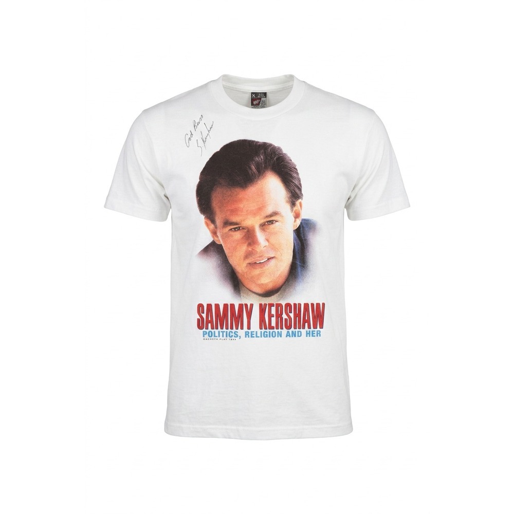 Sammy Kershaw 1996 Politics Religion‎ Her T‑Shirt XL Made in USA Signed Vintage